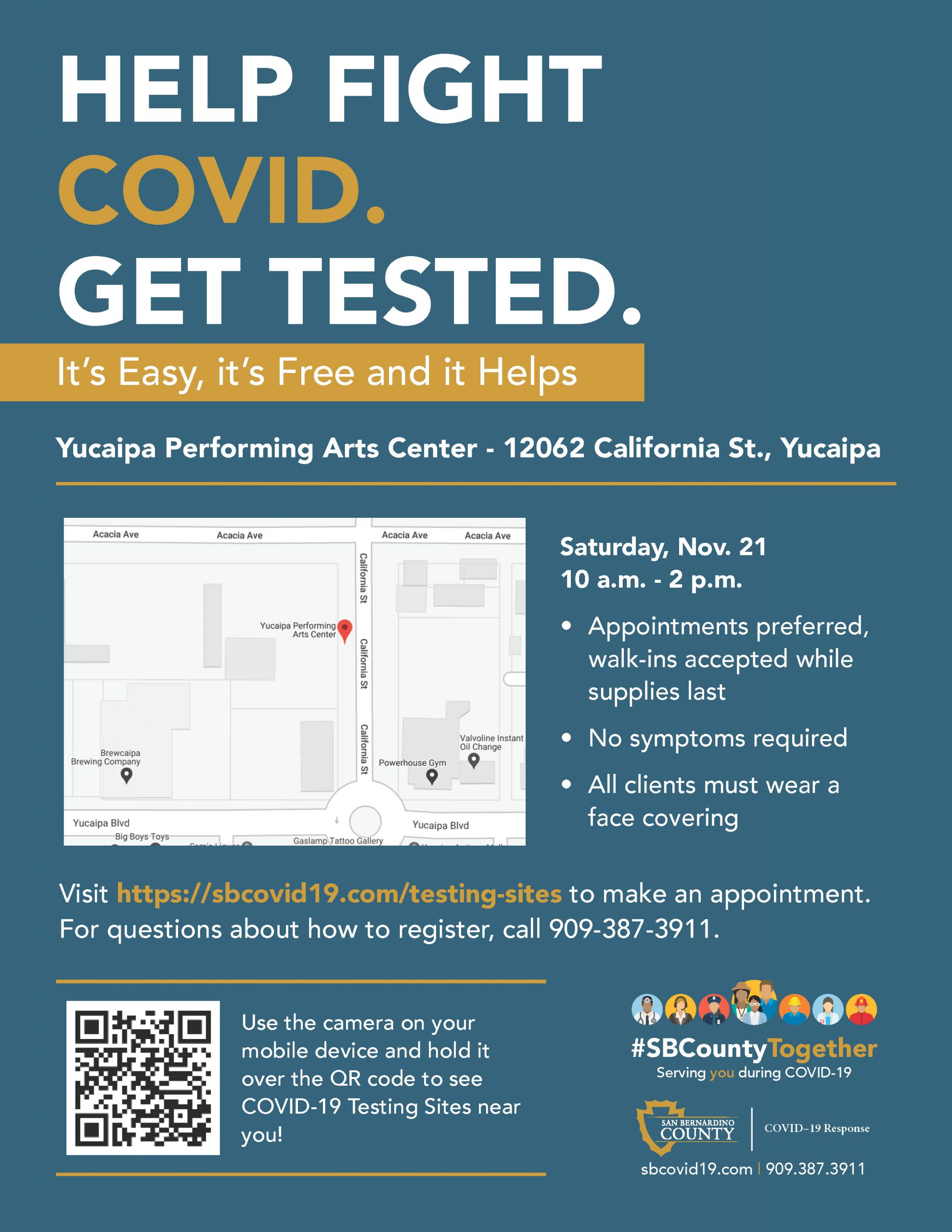 Free COVID19 Testing Yucaipa Inland Regional Center