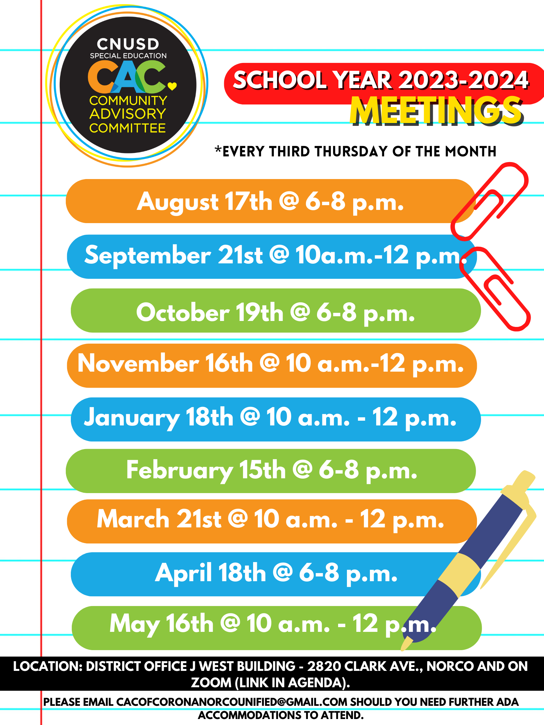 CNUSD Special Education 20232024 Meetings Inland Regional Center