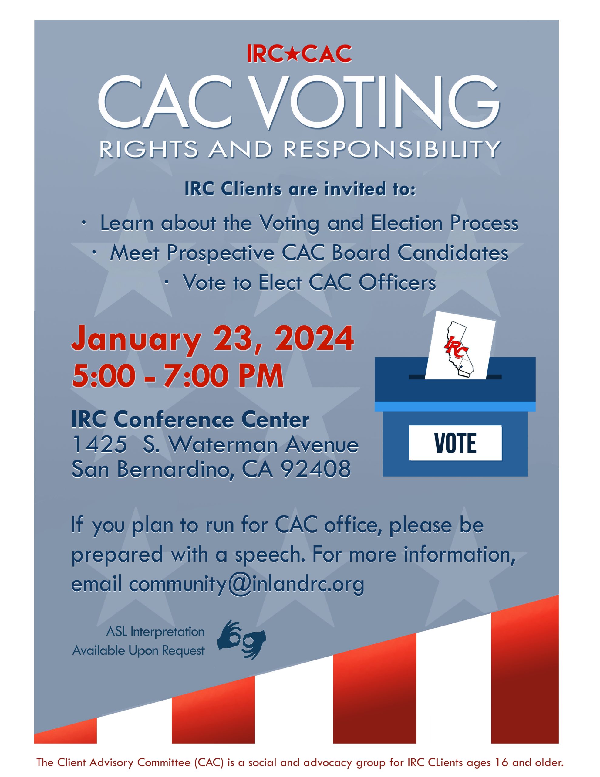 IRC CAC Voting Rights and Responsibility 2024 Inland Regional Center