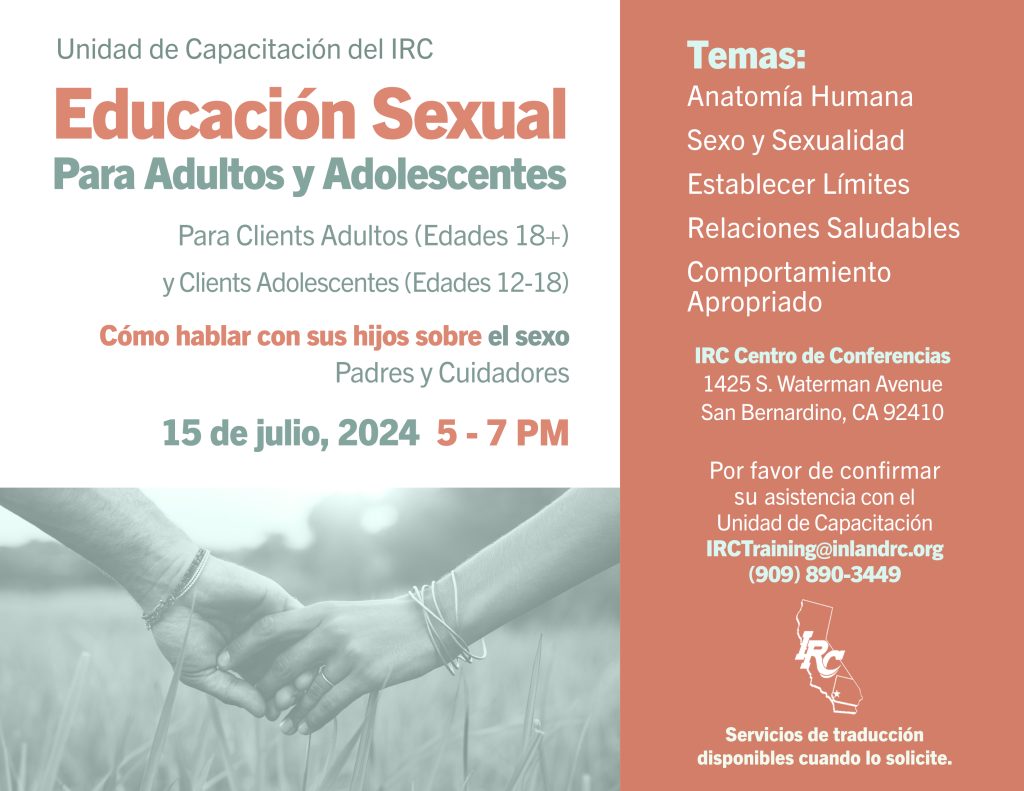 Educación sexual para adultos y adolescentes | Centro Regional Inland